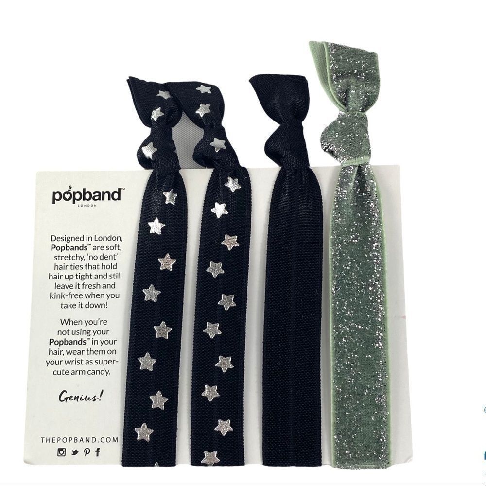 4 hair bands - black, 2 star, mint Popband - Picture 2 of 2